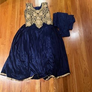 Kids Blue & Gold Indian Gown w/ Pyjami (Size 38 Indian)